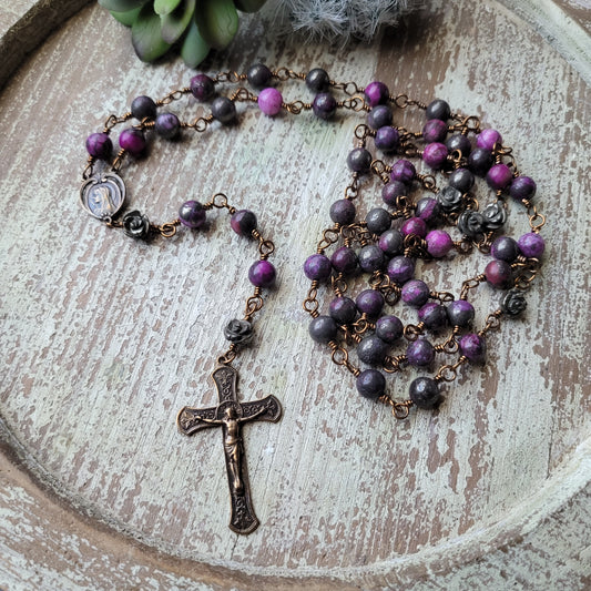 Ruby Rose Pyrite Rosary