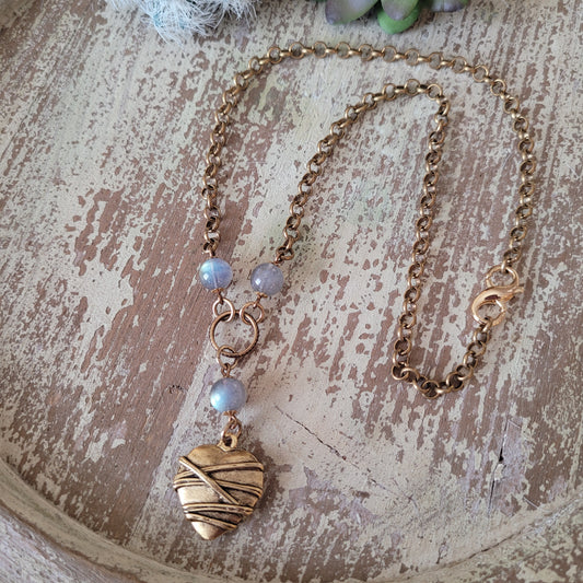 Labradorite Wrapped Heart necklace