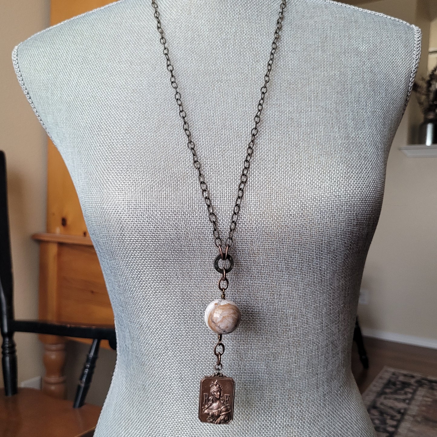 Owyhee Jasper with 1919 French Army medal necklace