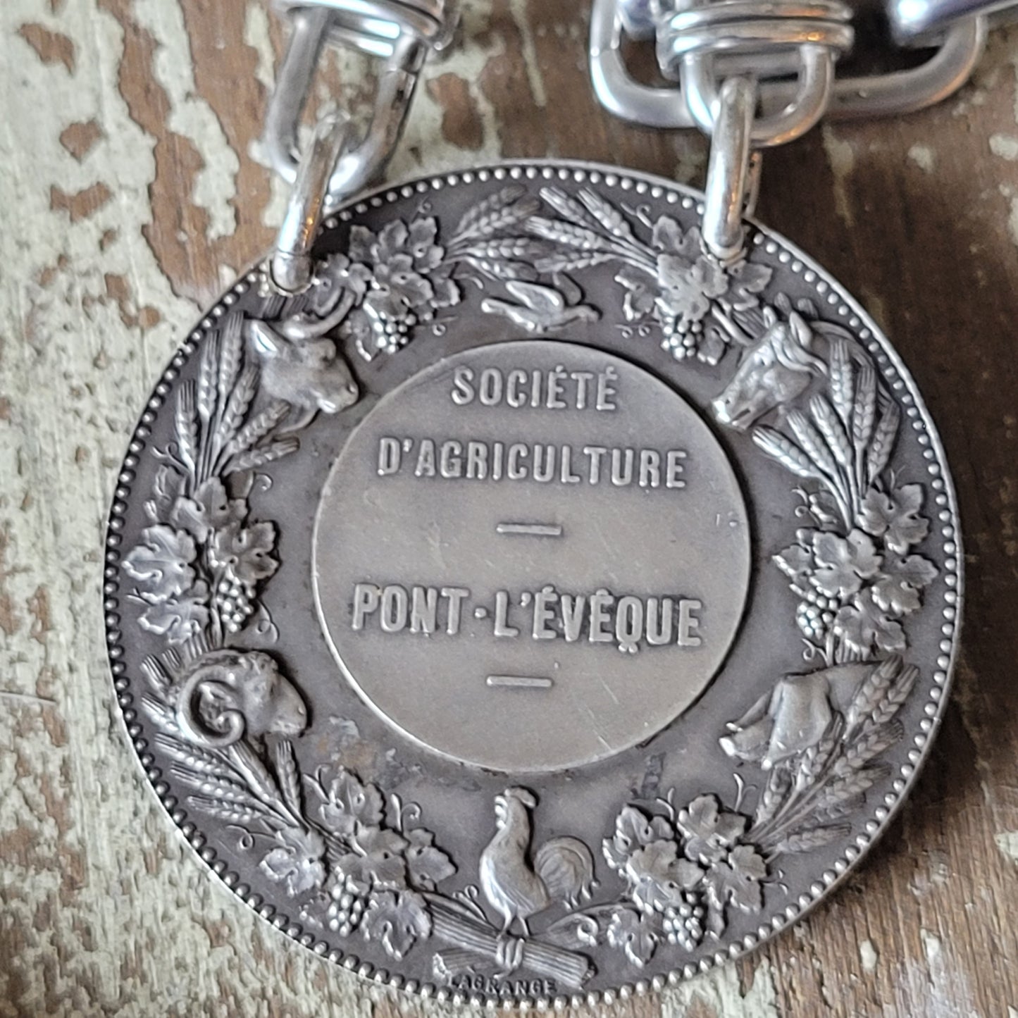 Marianne Ag Society Medallion Vintage Necklace, silver French necklace