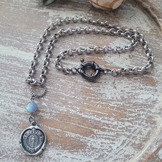 Blessed Mother Wax Seal Necklace