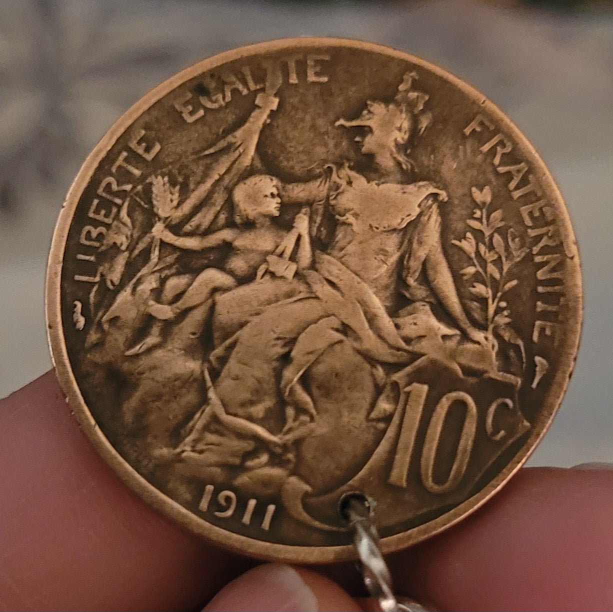 French Vintage 1911 Liberty coin necklace