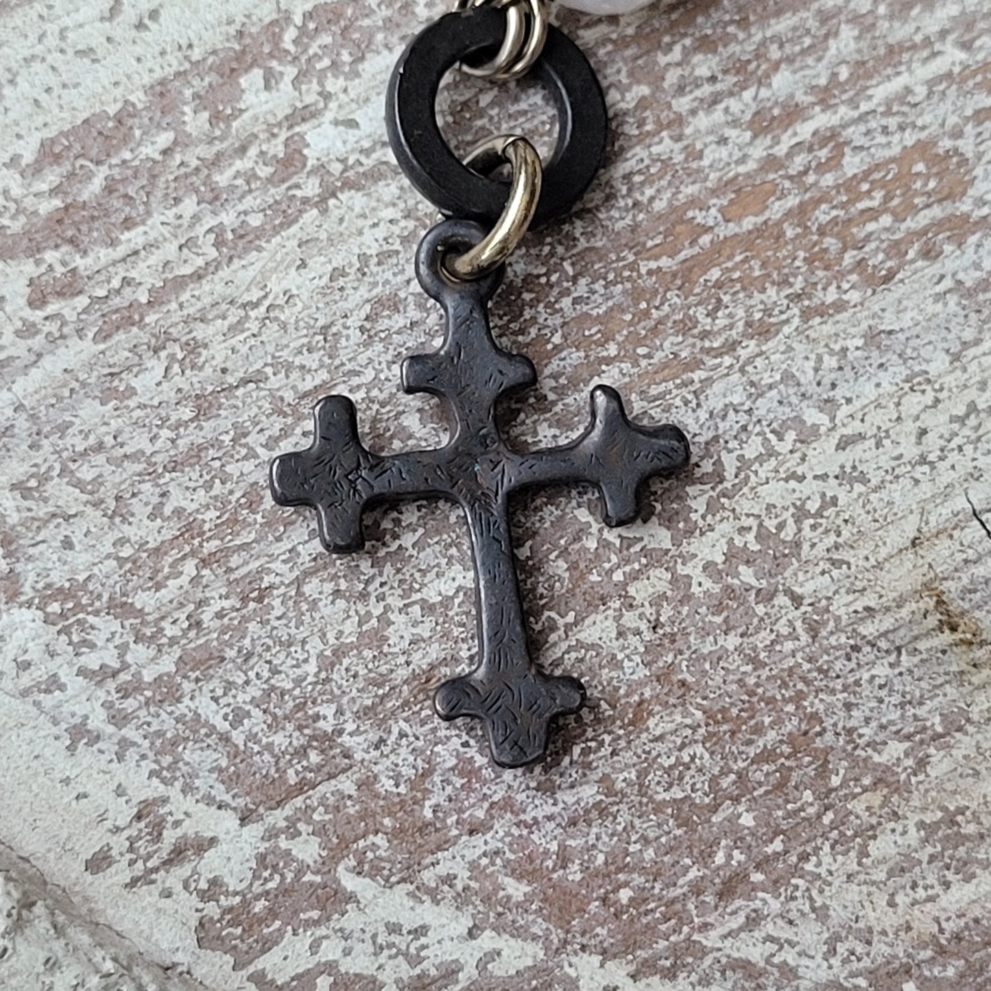 Rustic Artisan Spanish Rutilated Quartz cross necklace