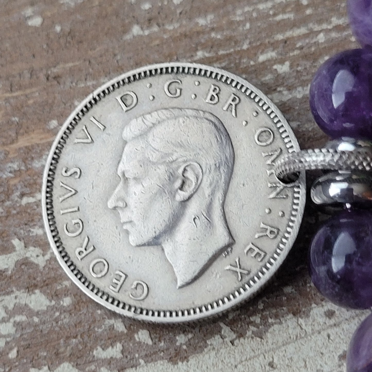 Purple Scott,vintage 1948  Great Britain-Scottish Shield coin bracelet