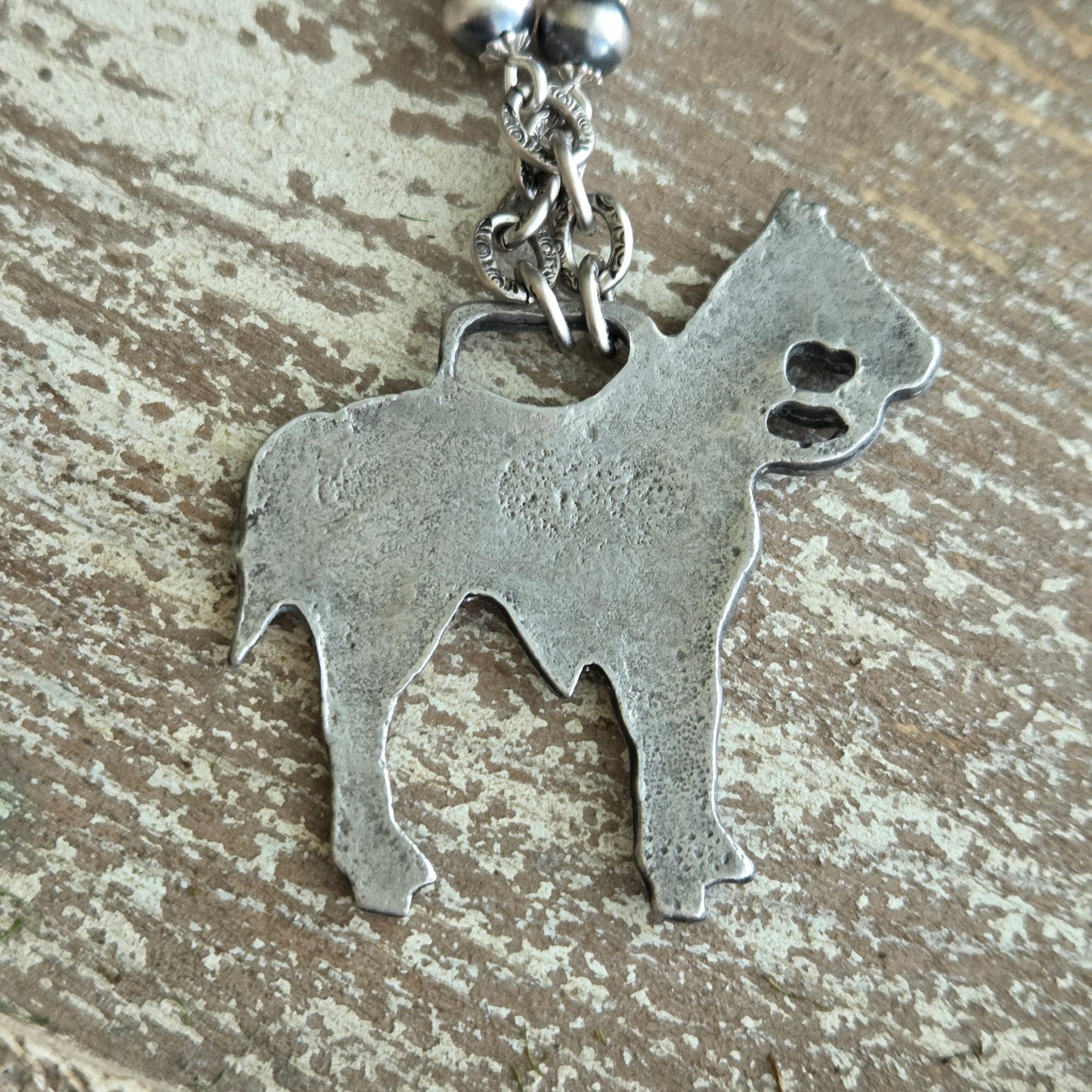 Vintage Silver Western Horse Watch Fob Necklace