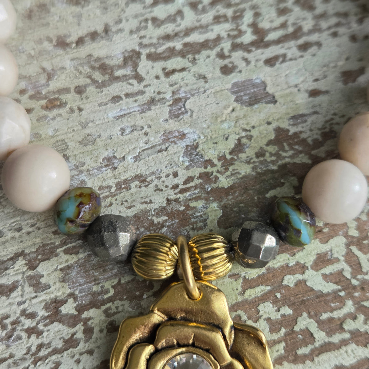 Aqua Terra Agate Swarovski Rose Bracelet