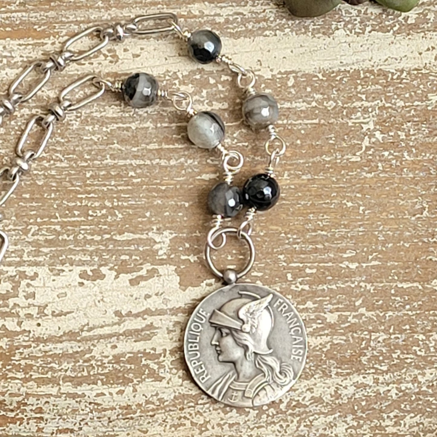 French WWI Navy Medal, vintage Boho Chic medallion necklace