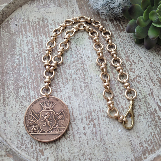 Vintage Swedish Agriculture Medallion Necklace