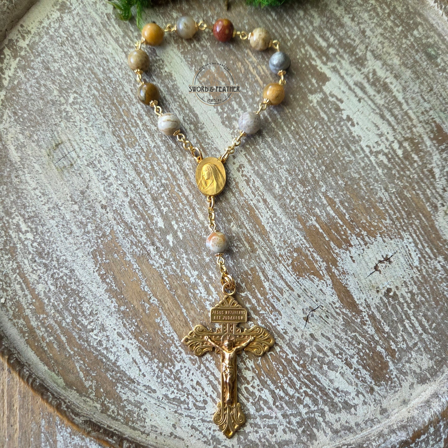 Coral Fossil Pocket Rosary
