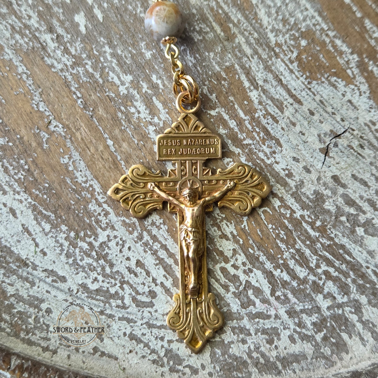 Coral Fossil Pocket Rosary