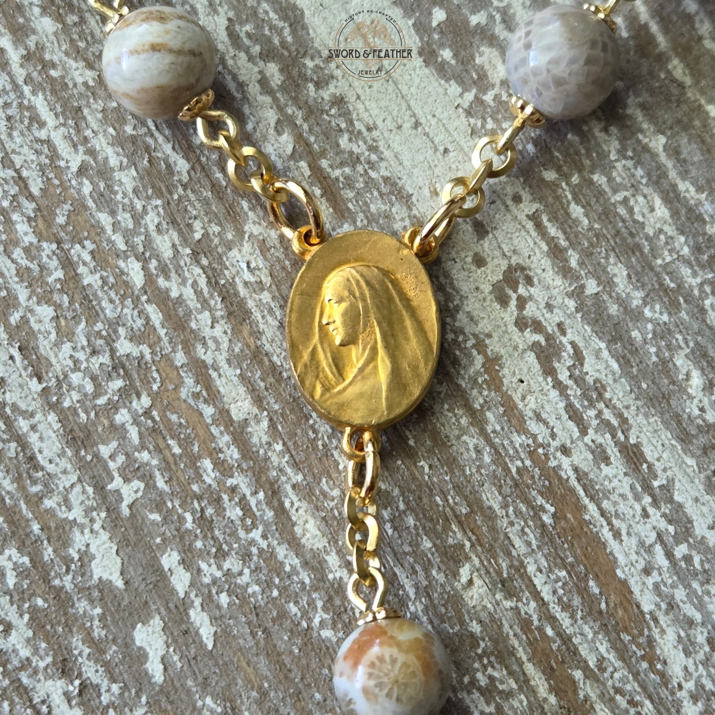 Coral Fossil Pocket Rosary