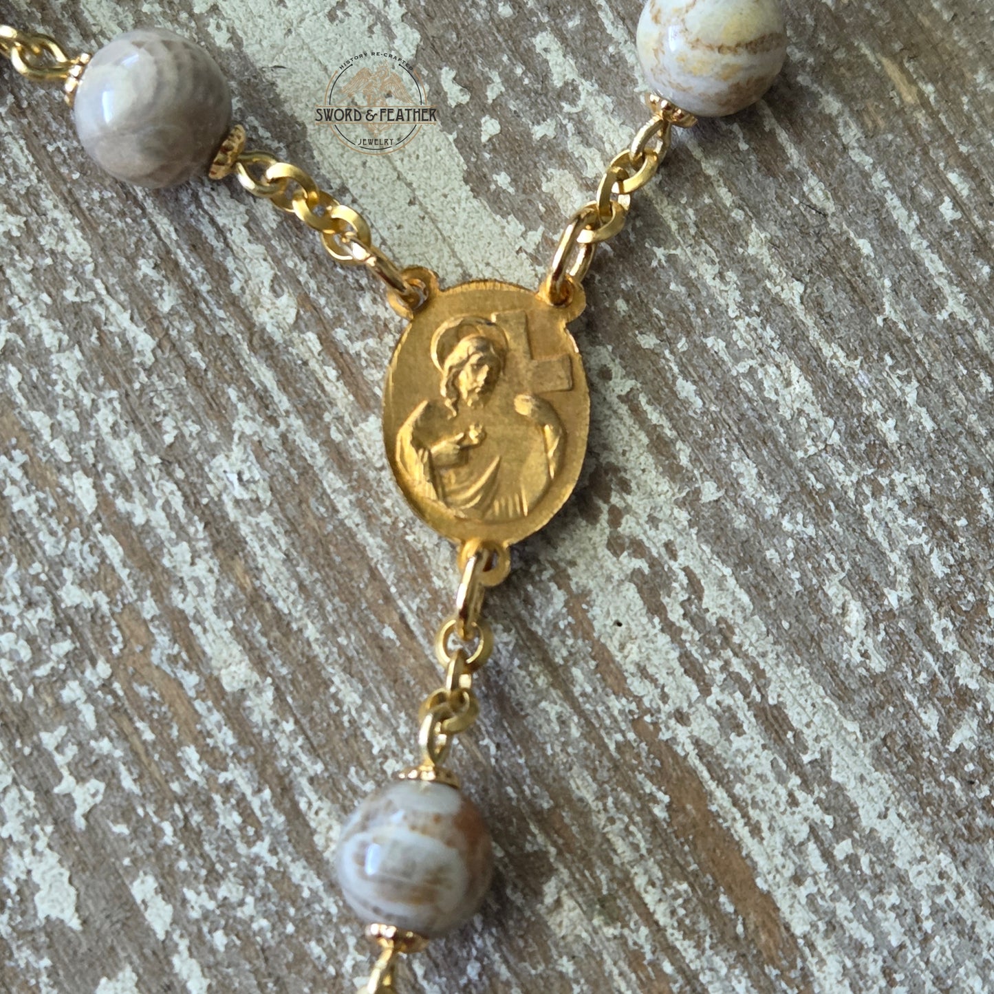 Coral Fossil Pocket Rosary