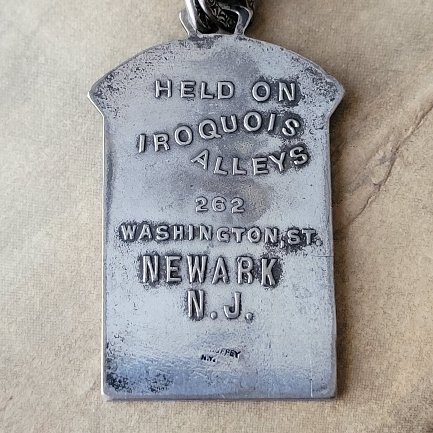 STAR EAGLE LANES,  1917 Vintage bowling medal necklace