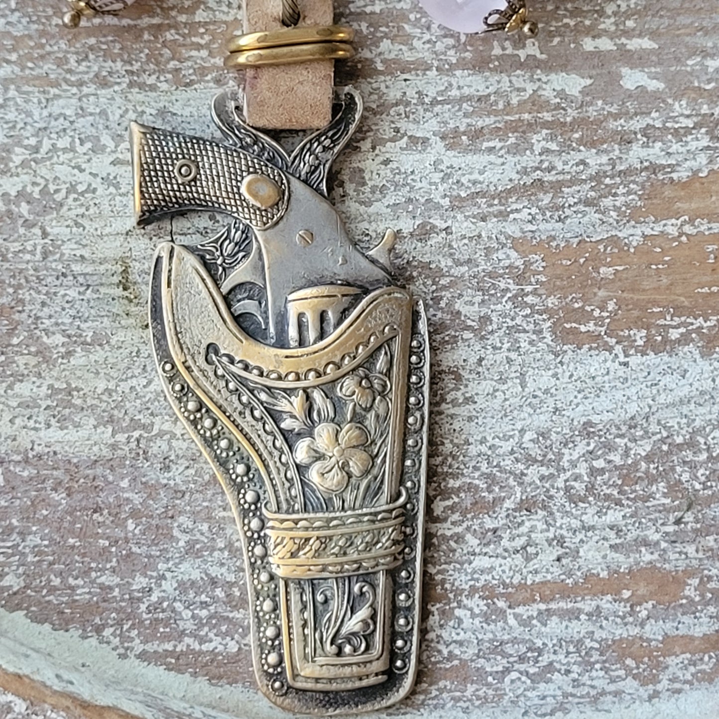 Vintage Western Flower Gun Boho Necklace