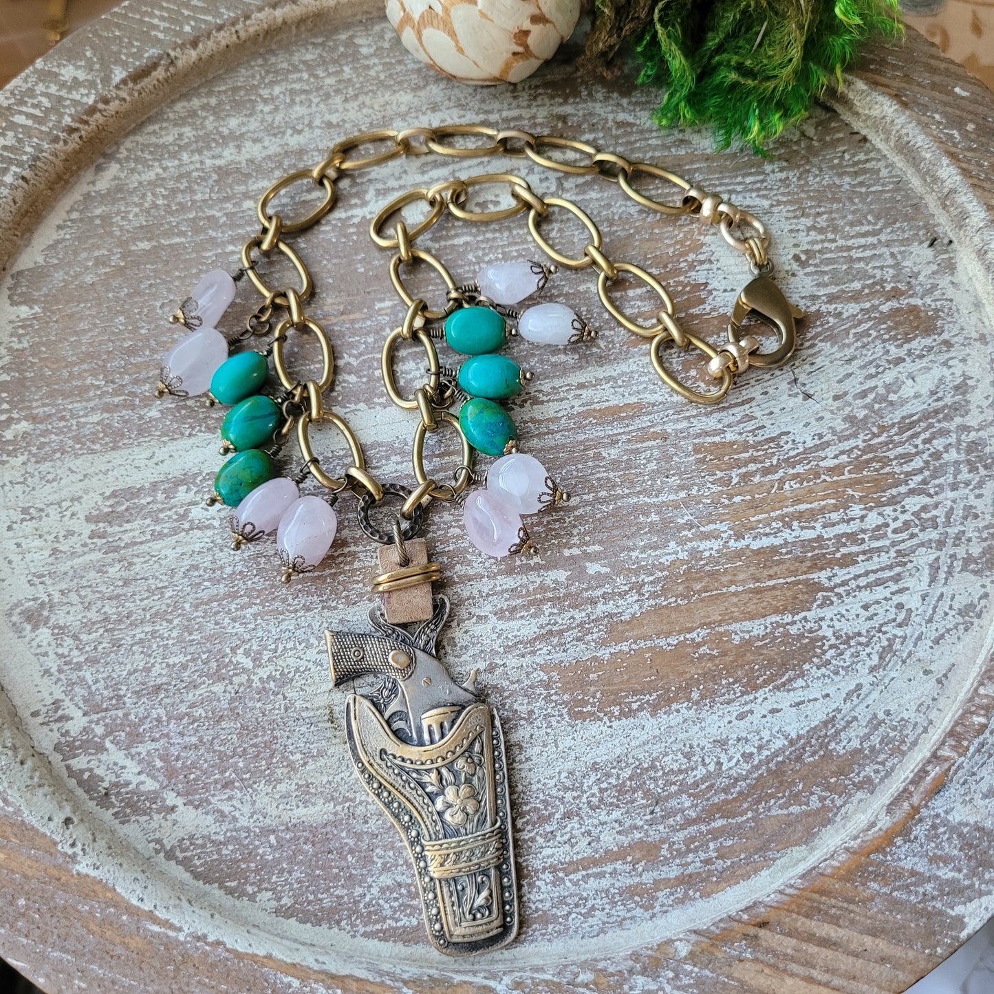 Vintage Western Flower Gun Boho Necklace