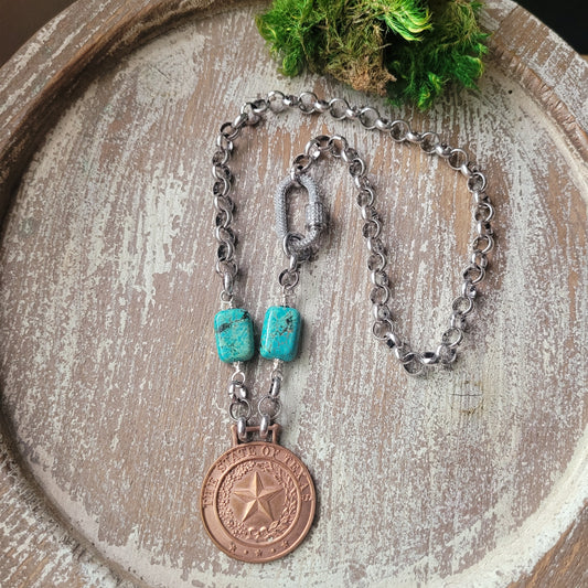 Turquoise Texas Watch fob necklace