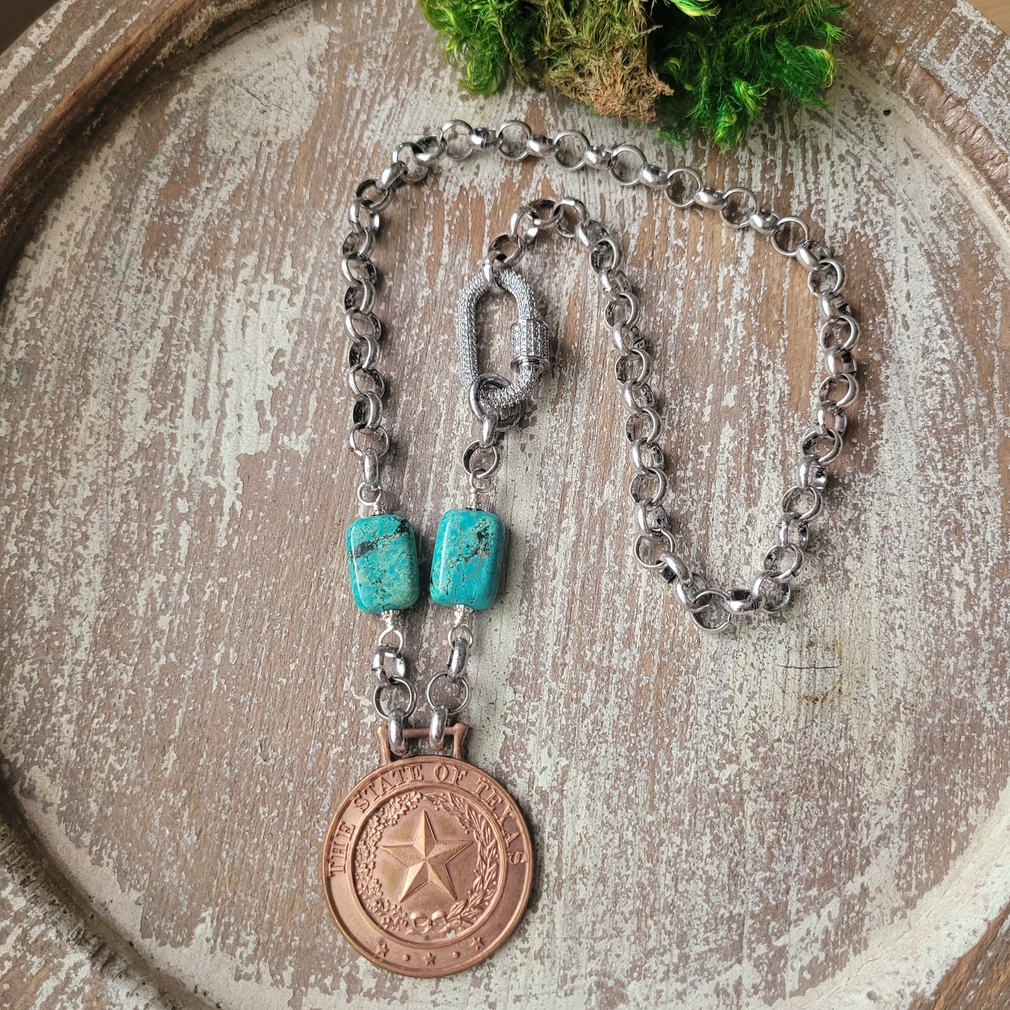 Turquoise Texas Watch fob necklace