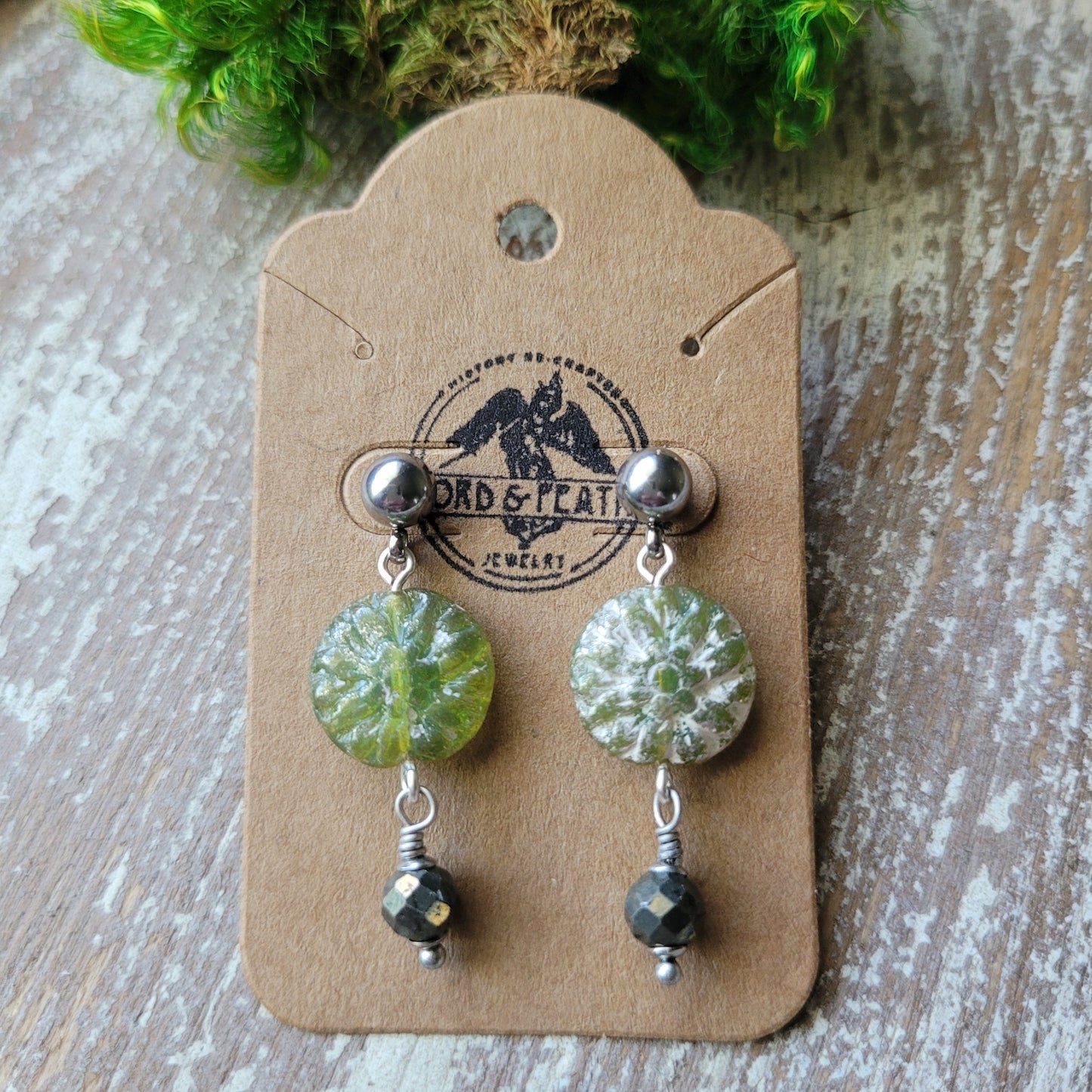 Green Opal Dahlia  earings