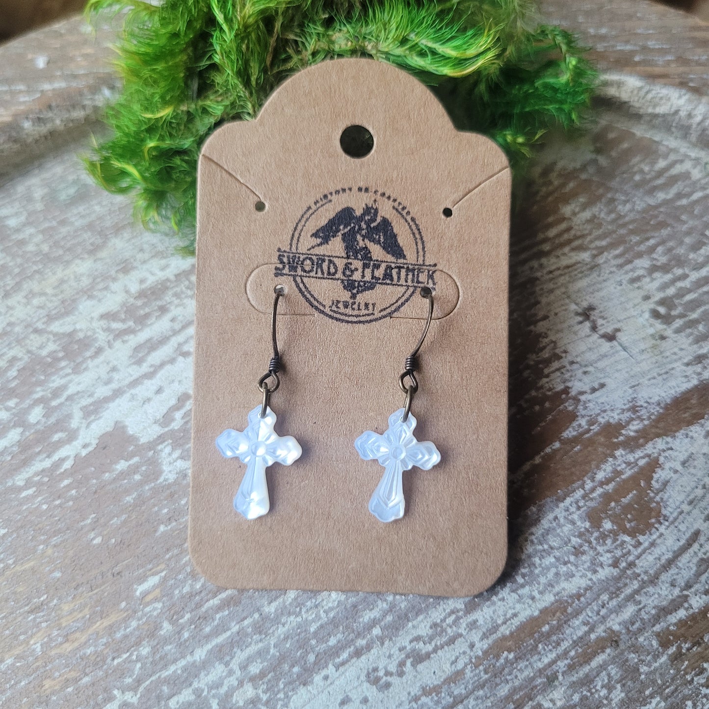 Mother-of-Pearl Cross earings