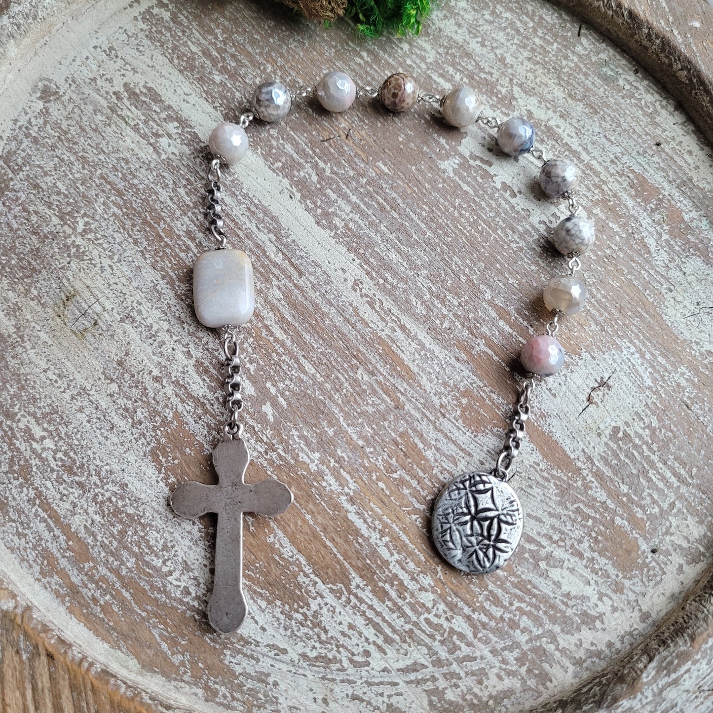 Mystic Coated Agate Decade Rosary prayer beads