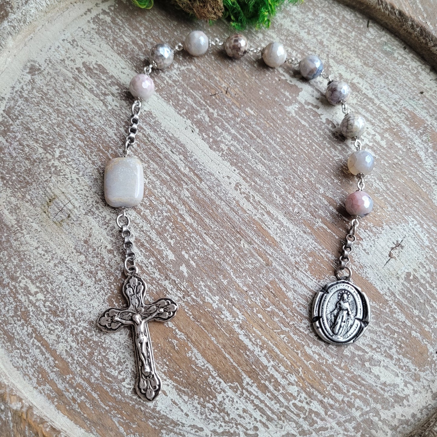 Mystic Coated Agate Decade Rosary prayer beads