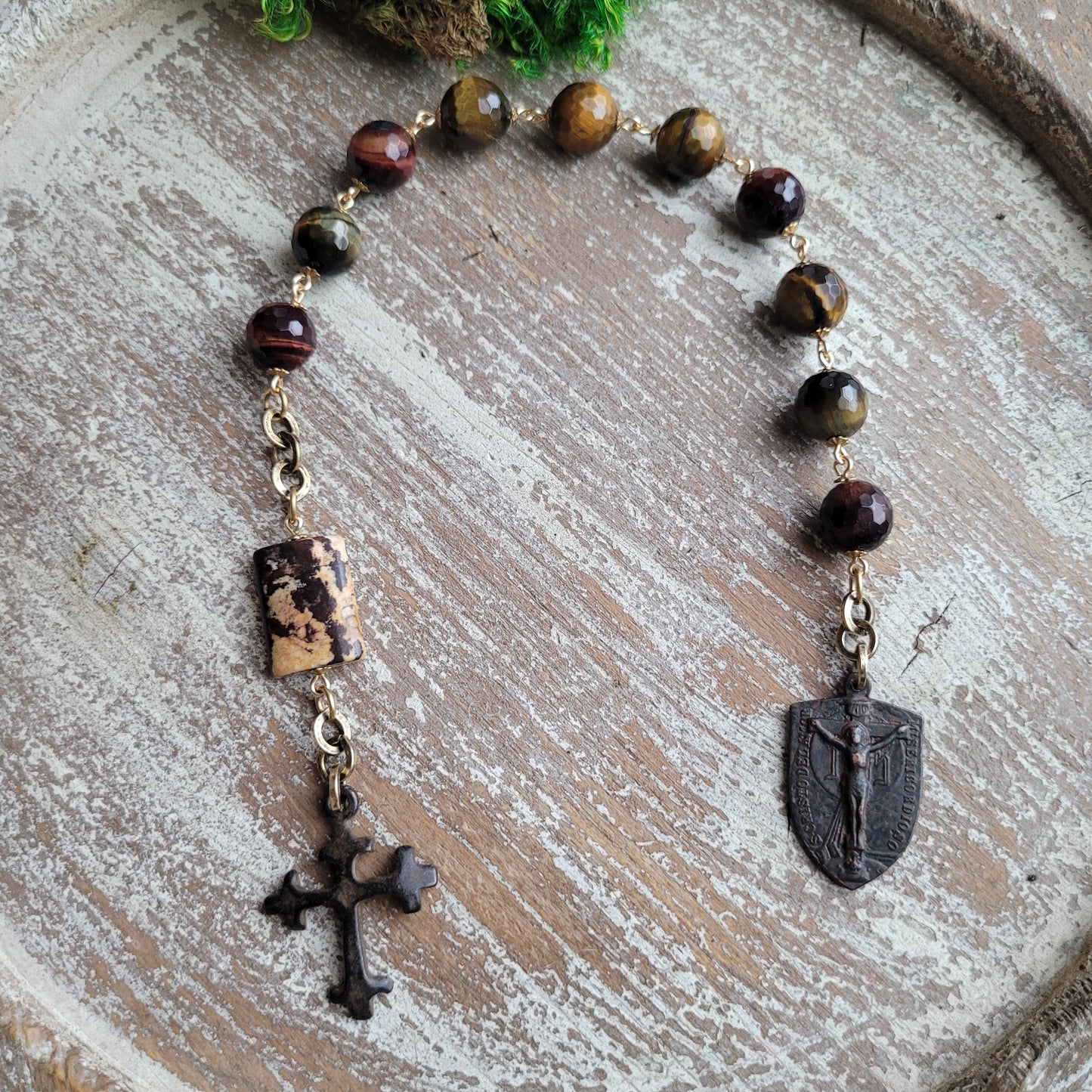 One Decade Rustic Cat's Eye Rosary