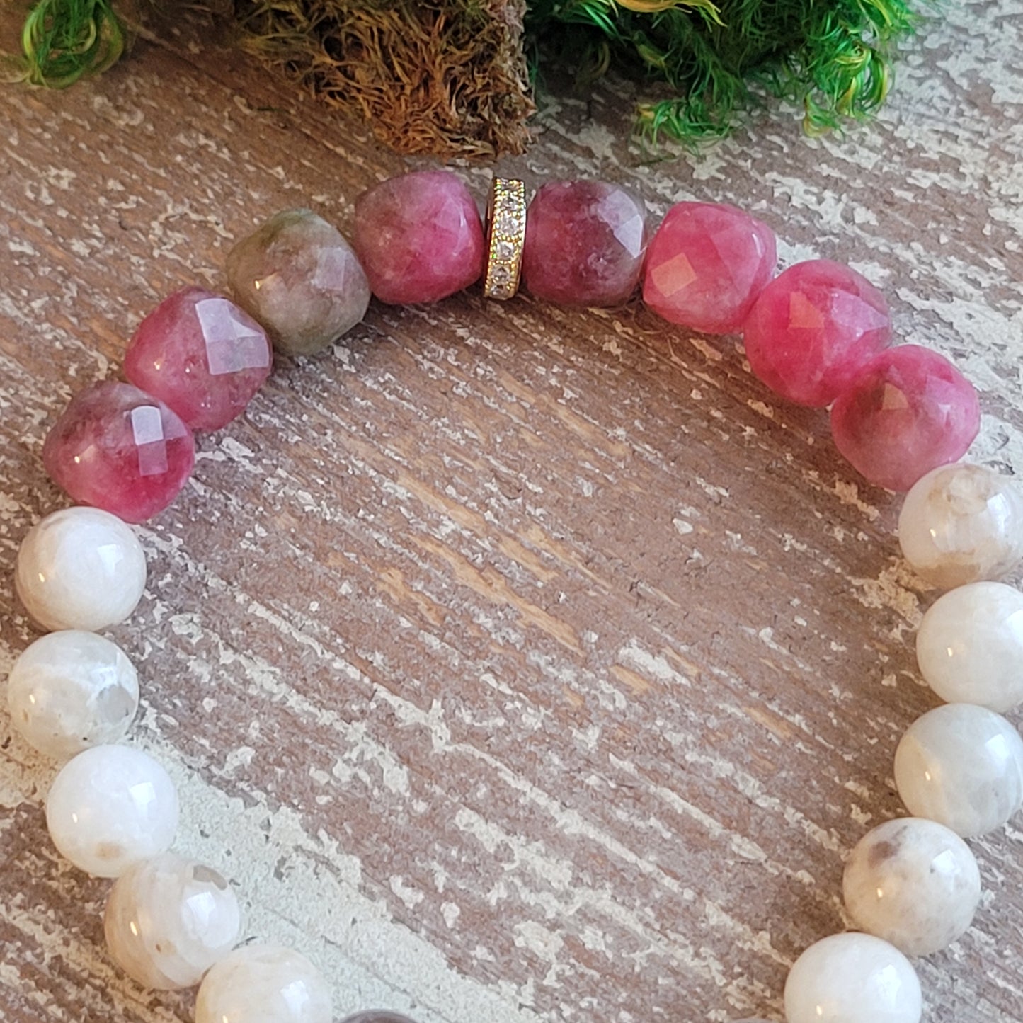 Watermelon Tourmaline Monaco stretch bracelet