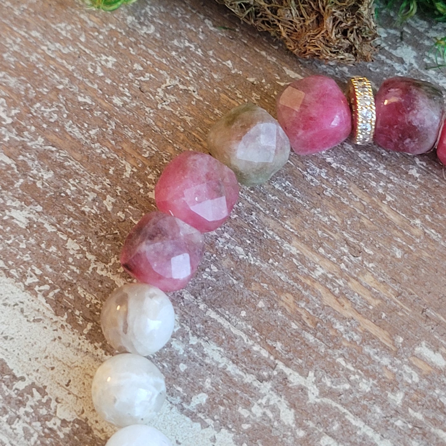 Watermelon Tourmaline Monaco stretch bracelet