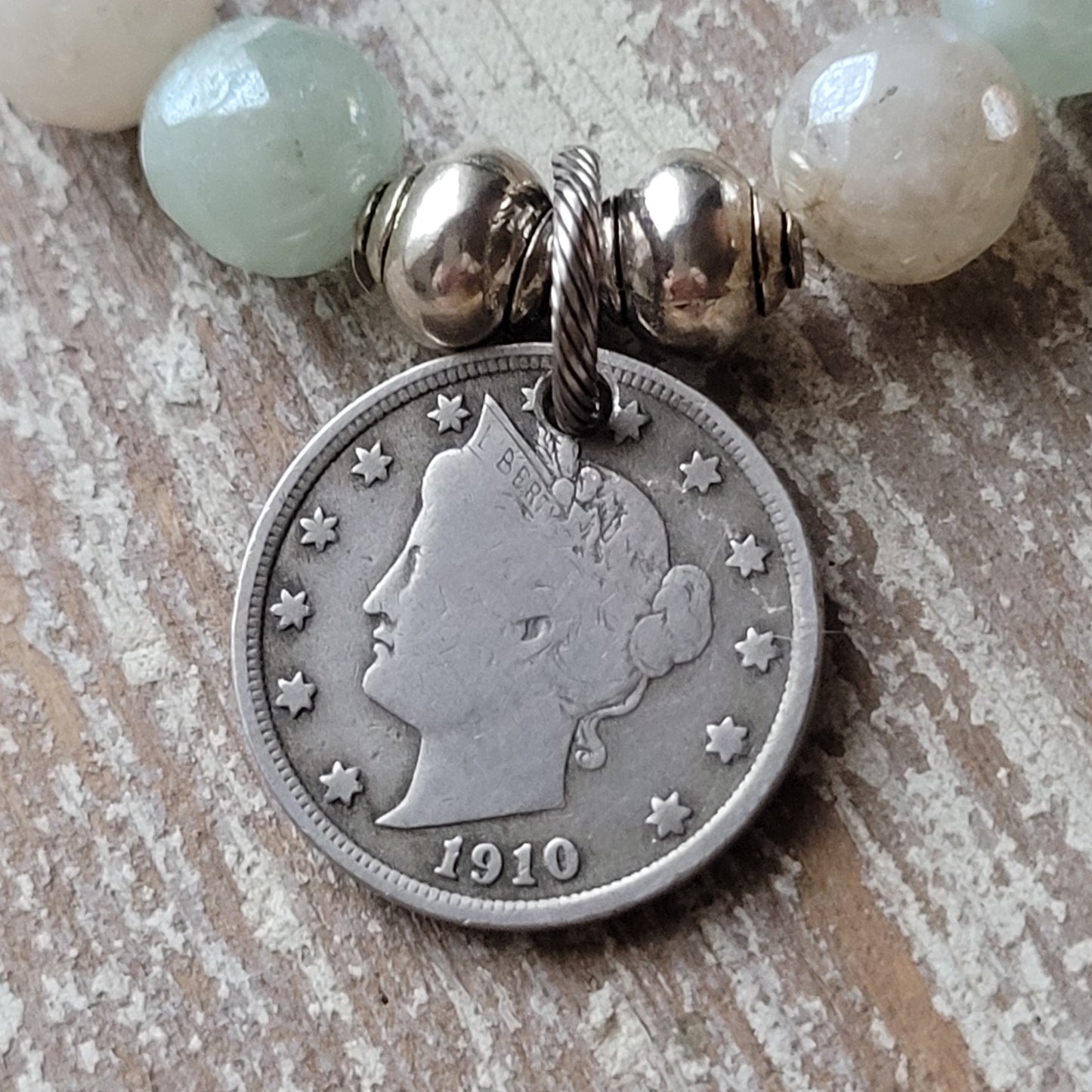 Vintage 1910 US Liberty Nickel coin bracelet