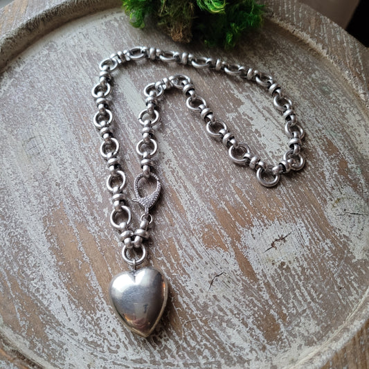 Vintage Sterling Heart Baby Rattle necklace