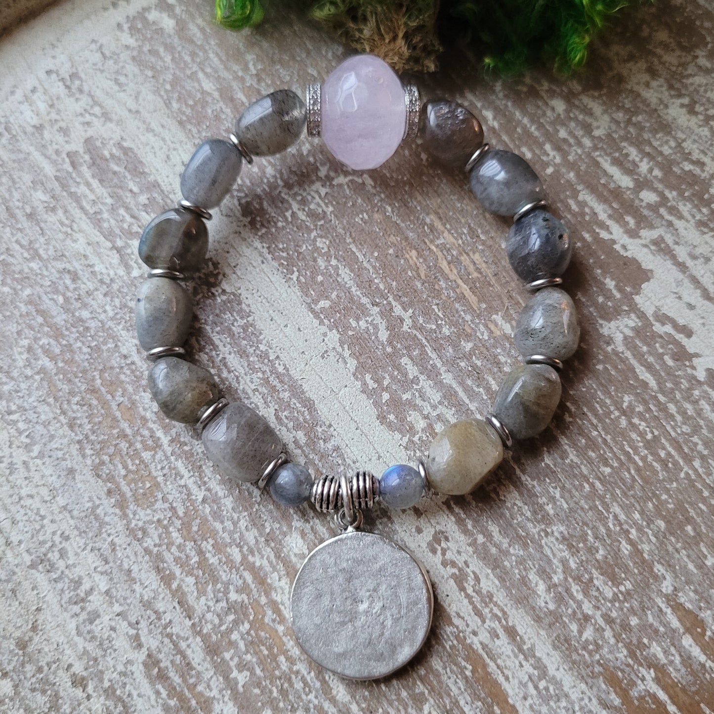 Rose Quartz & Labradorite Crown bracelet