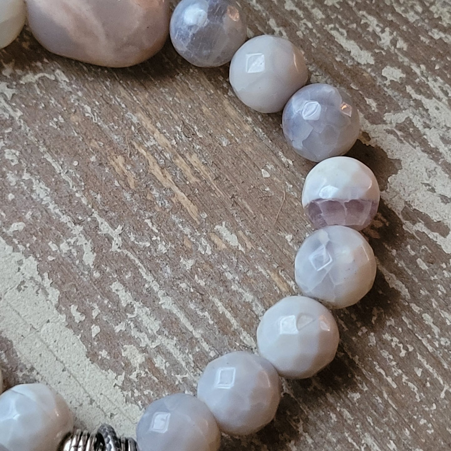 Peach Moonstone White Fire Agate bracelet