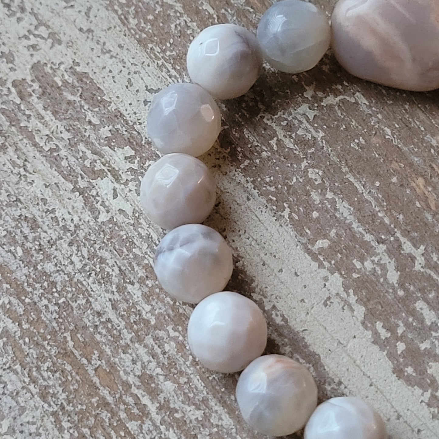 Peach Moonstone White Fire Agate bracelet