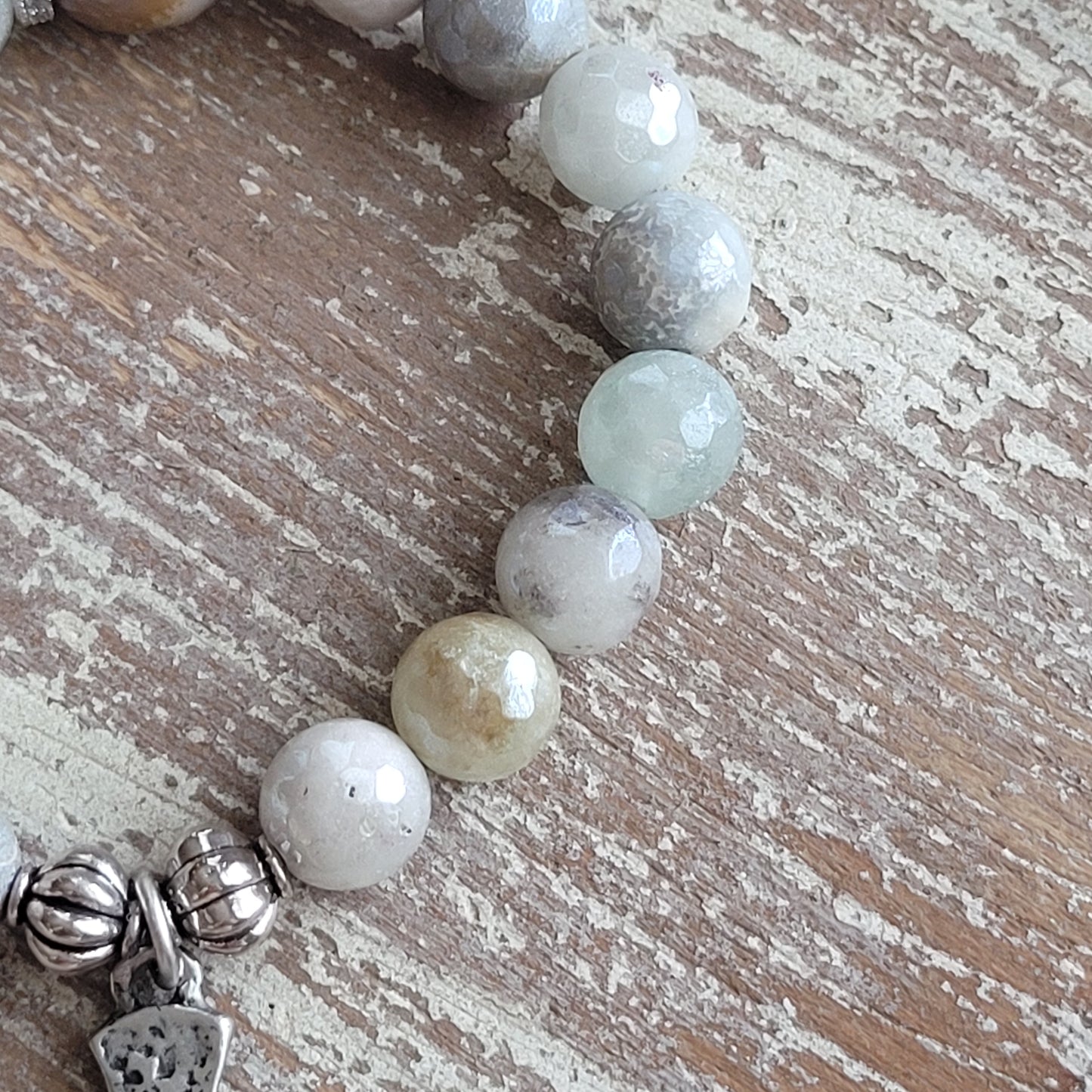 Baroque Pearl and Mystic Agate Maltese Cross Bracelet