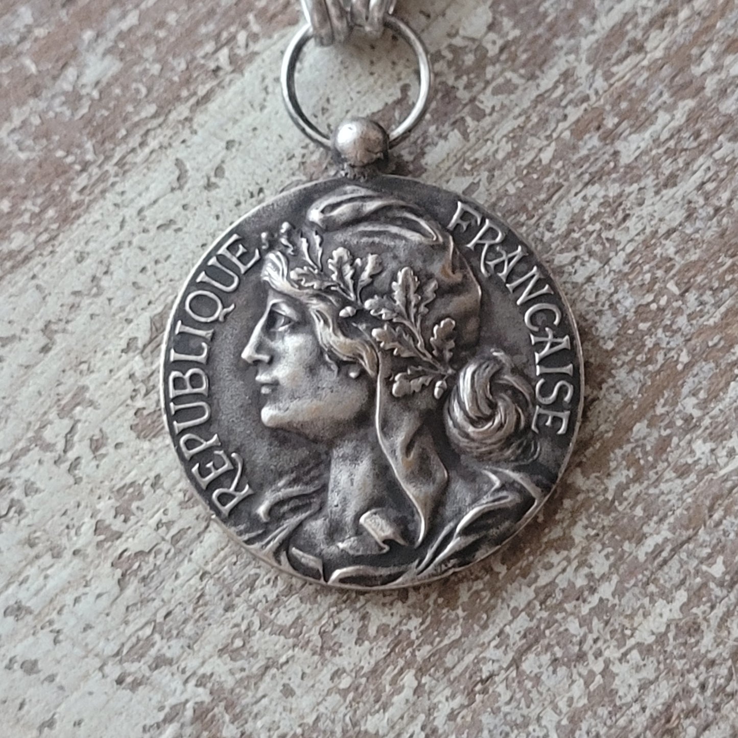 Vintage French Music Medal necklace