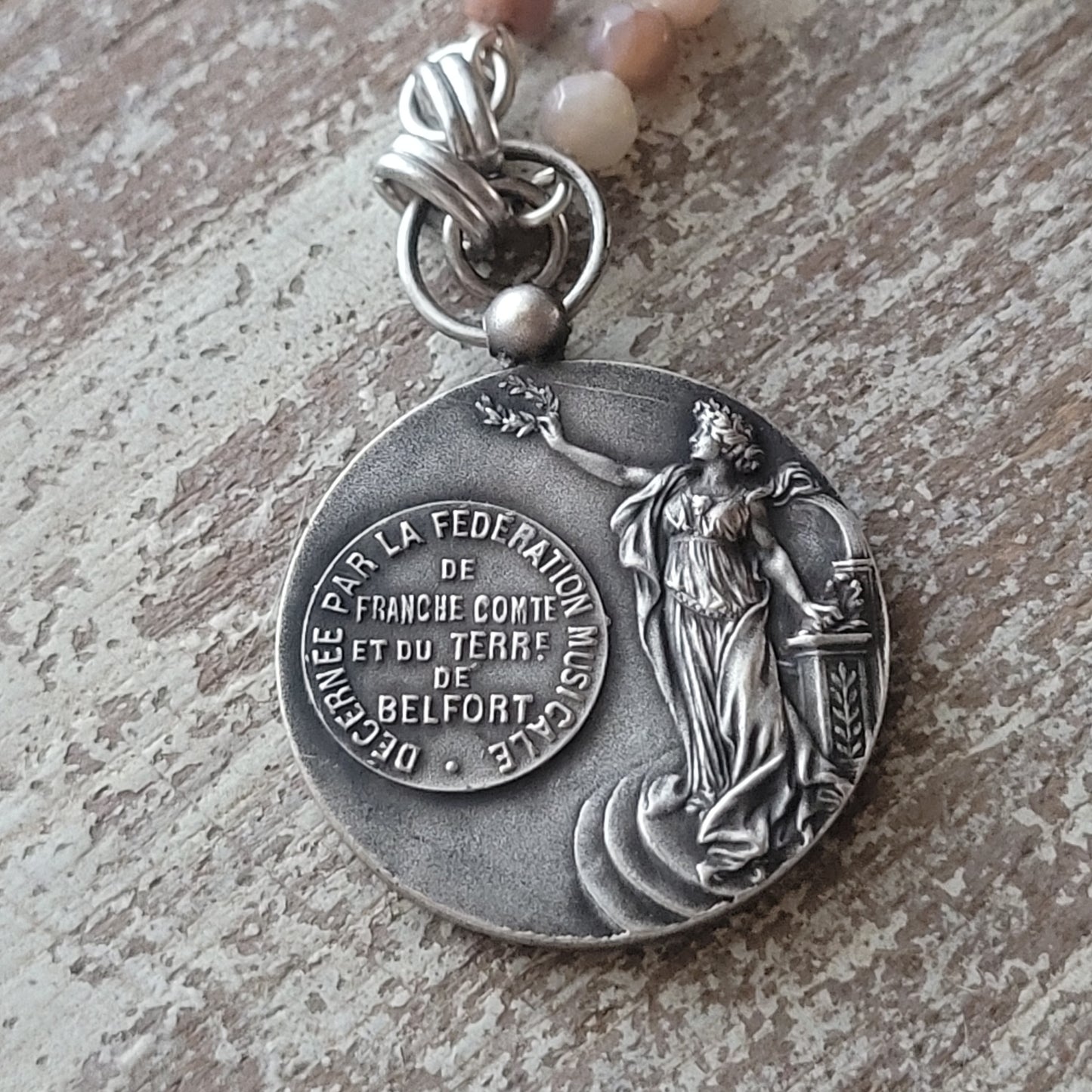 Vintage French Music Medal necklace