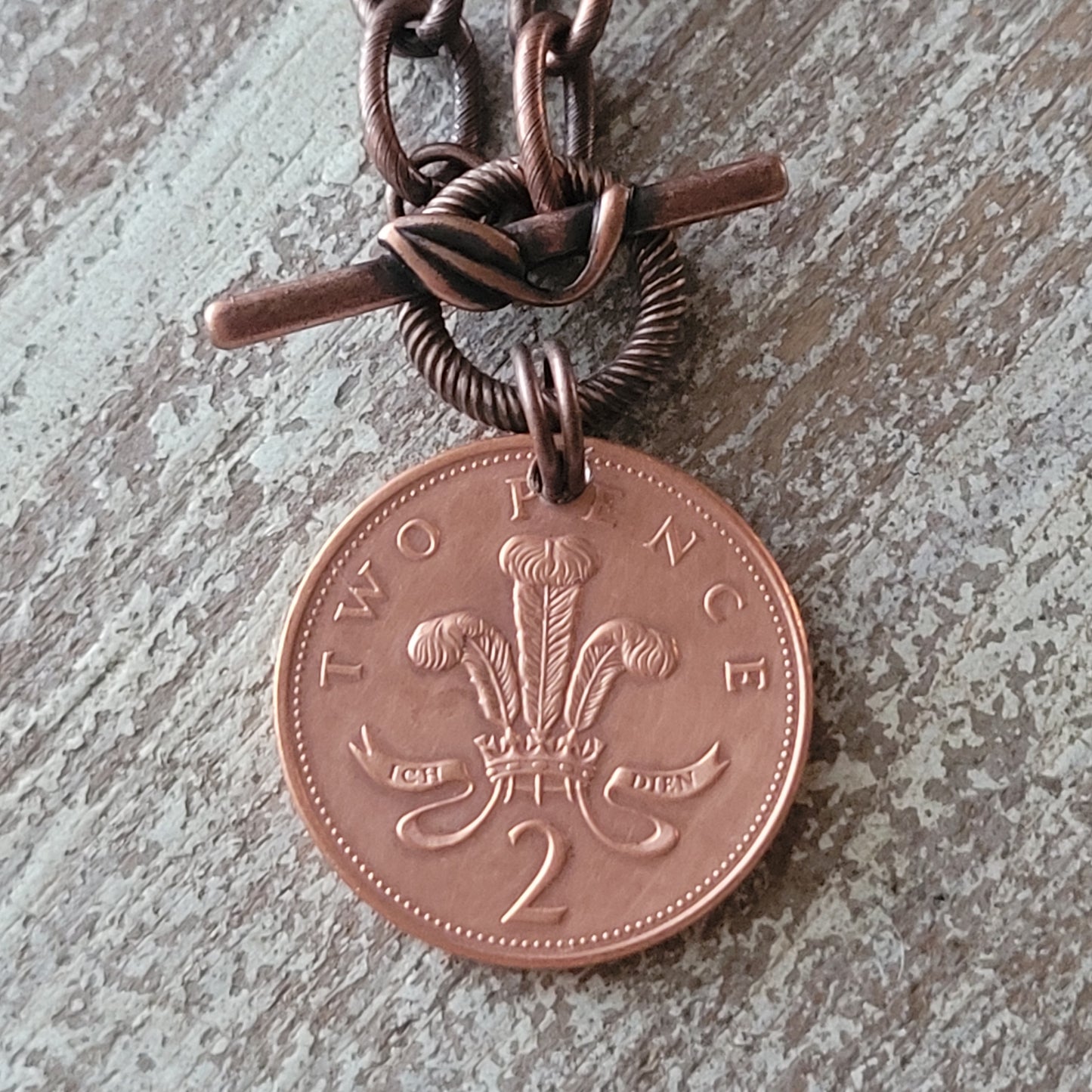 Copper Two Pence necklace