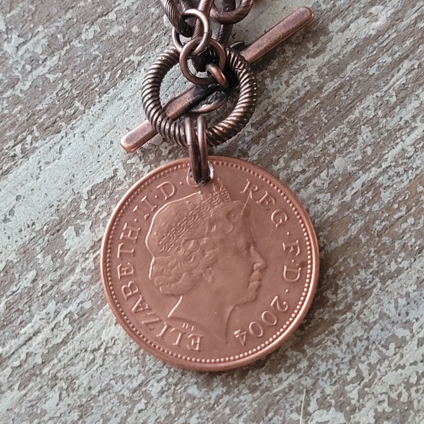 Copper Two Pence necklace