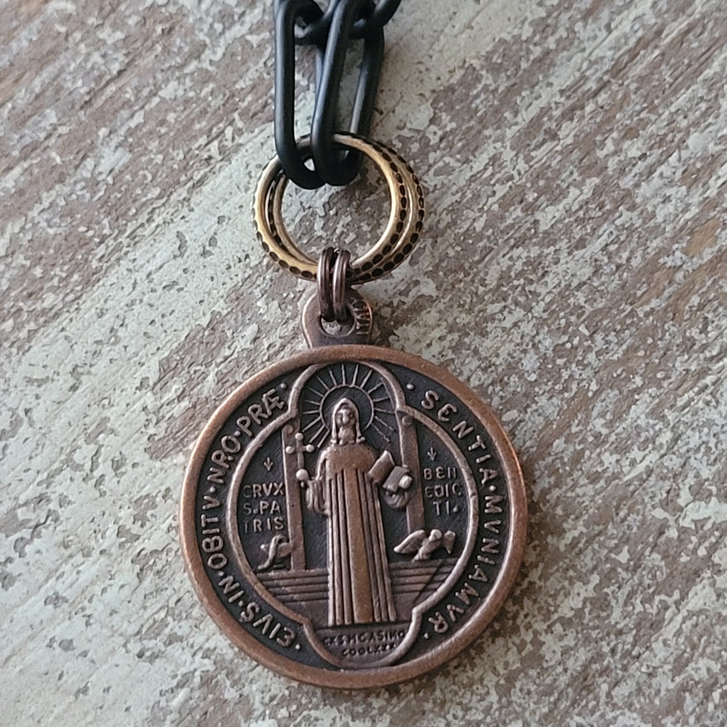 Vintage Copper Saint Benedict necklace