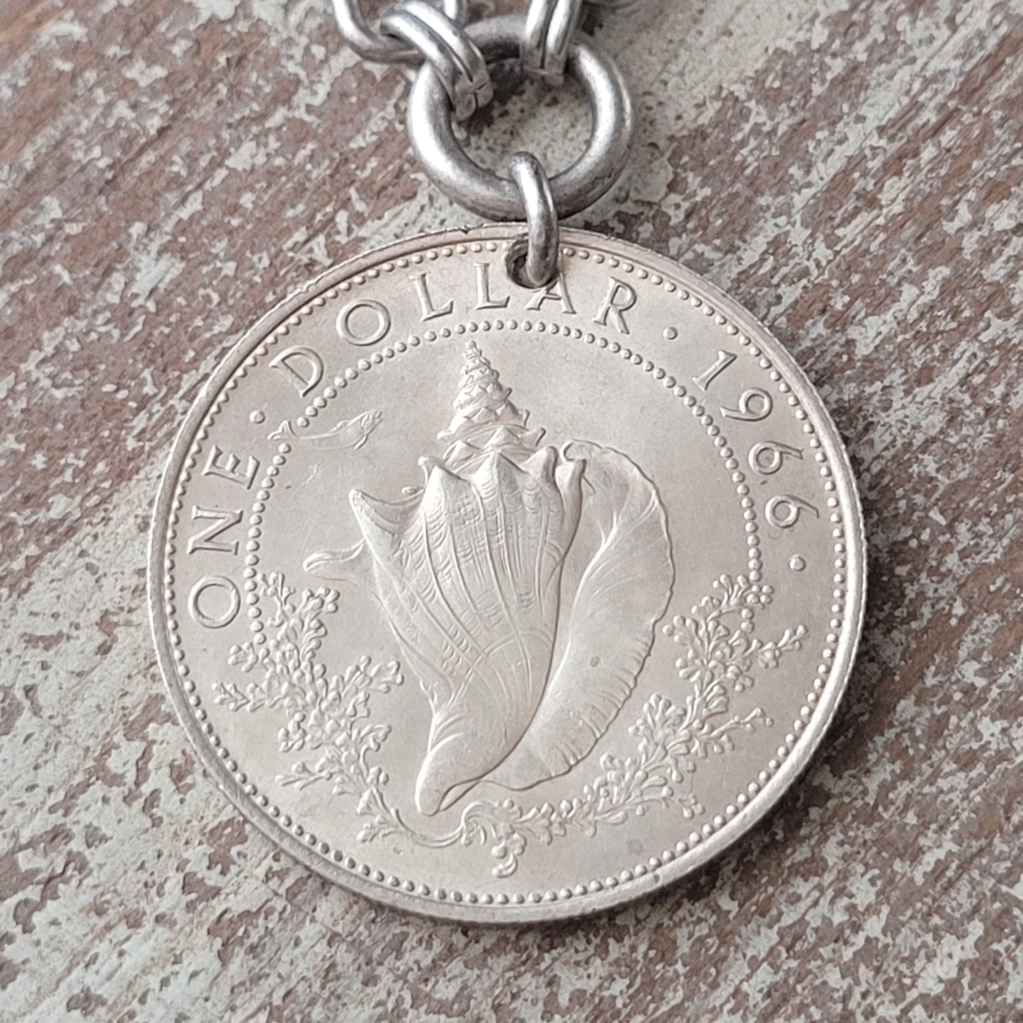 Silver Dollar Bahamas QEII vintage necklace