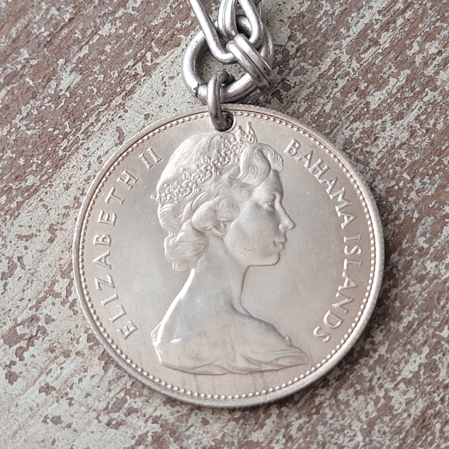 Silver Dollar Bahamas QEII vintage necklace