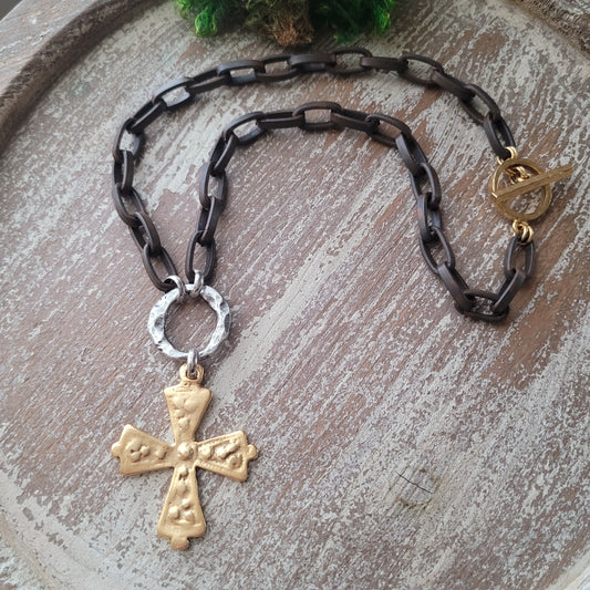 Rustic Artisan Maltese Cross Necklace