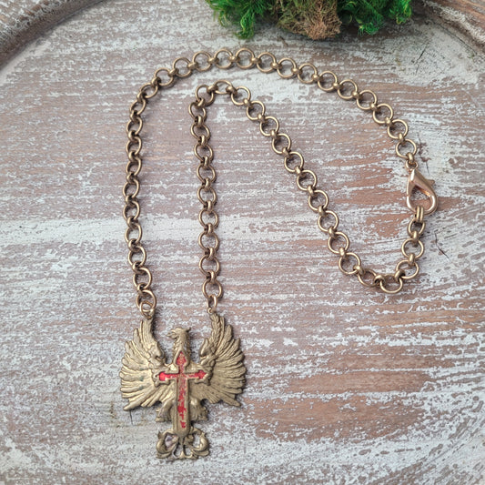 Vintage Spanish Army Hat Badge necklace