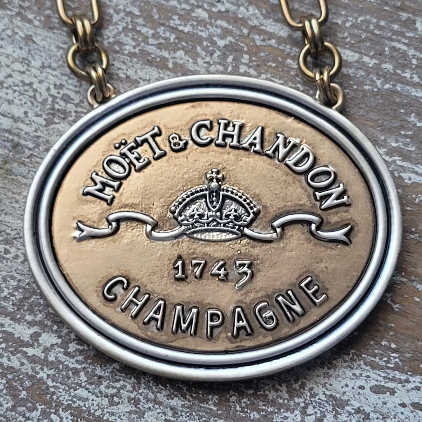 Möet & Chandon mixed metal pendant Necklace