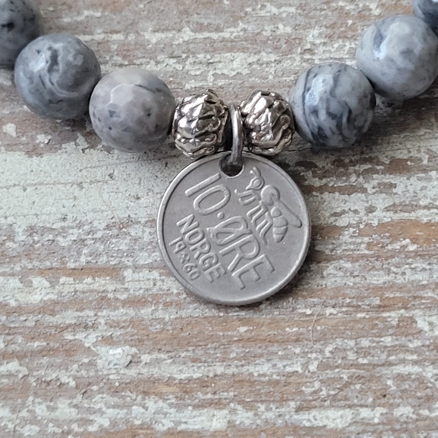 Blue and Gray Vintage Boho Bee Bracelet