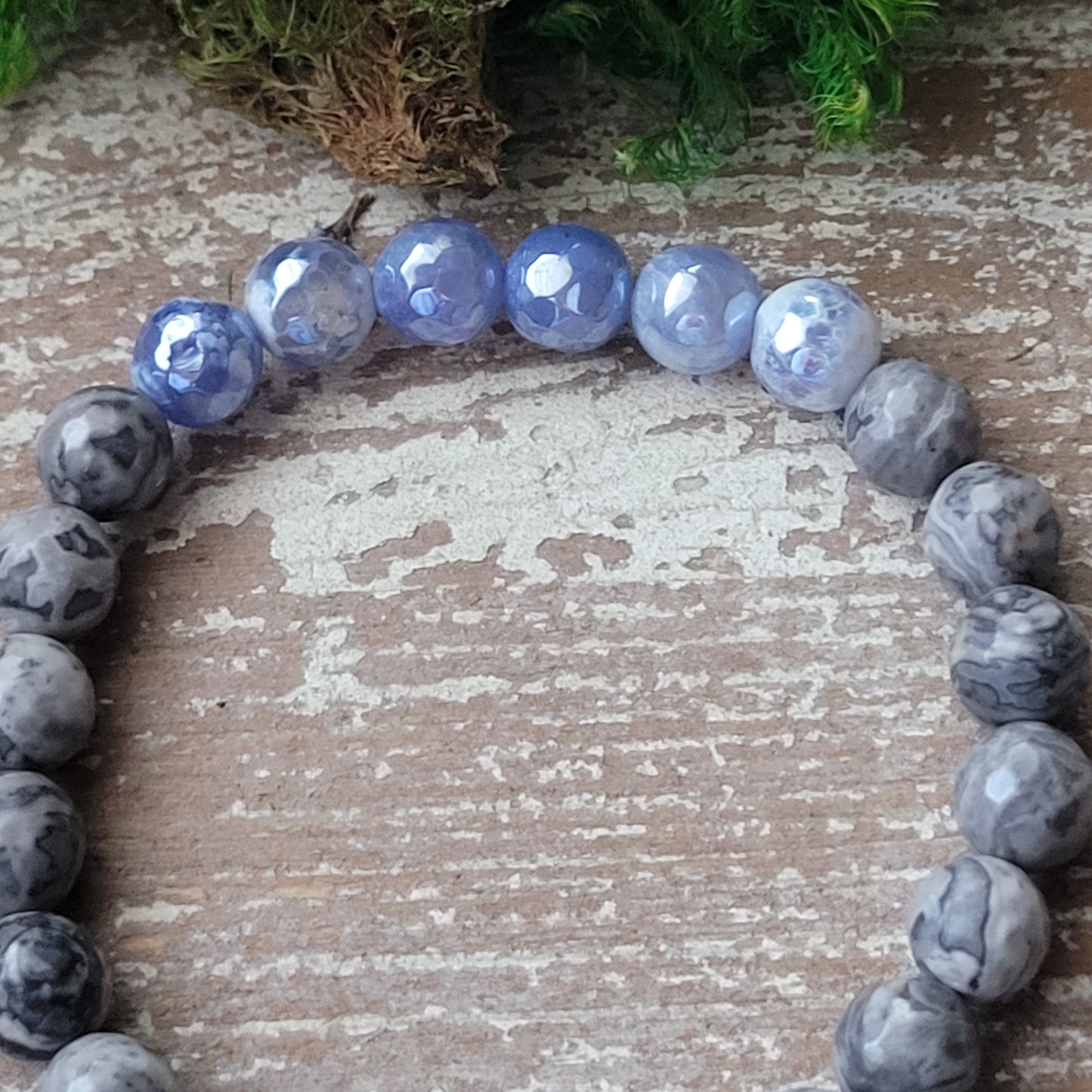 Blue and Gray Vintage Boho Bee Bracelet