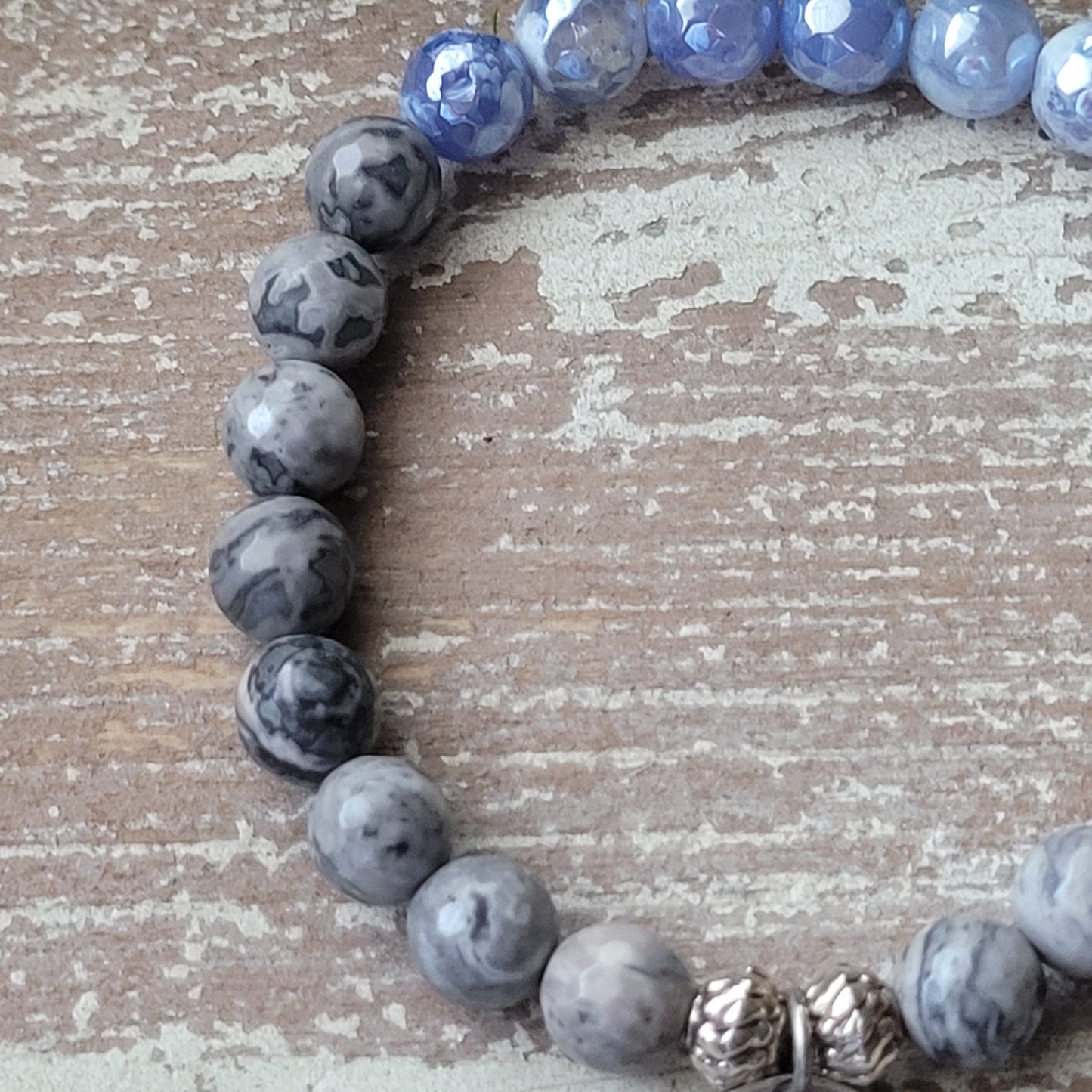 Blue and Gray Vintage Boho Bee Bracelet