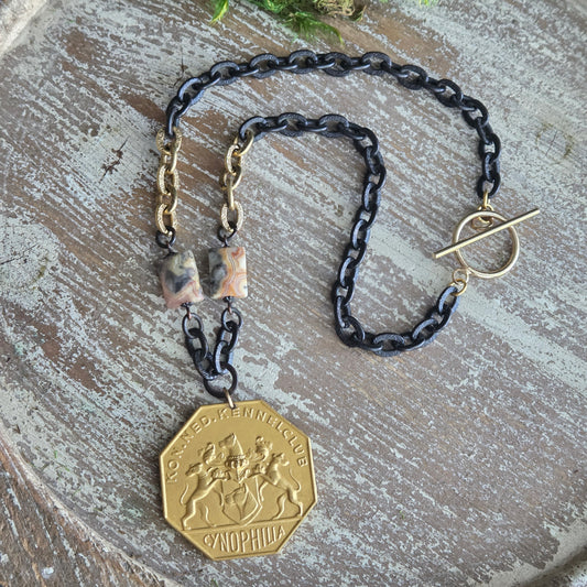 FOR THE LOVE OF DOGS - Vintage Dog Show medal, bohemian necklace