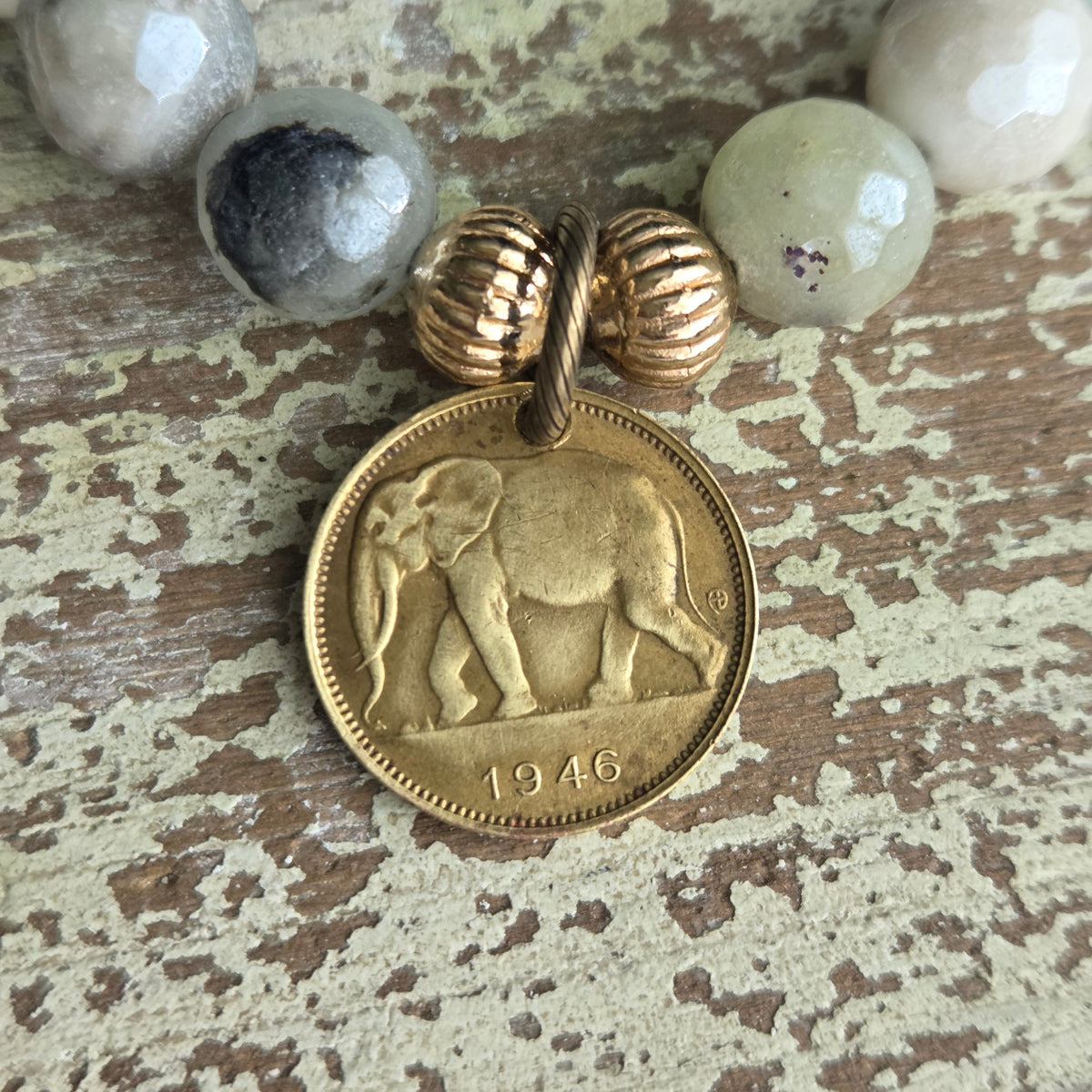 Mystic White Agate Elephant