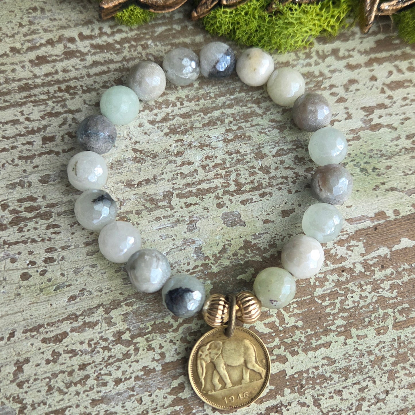 Mystic White Agate Elephant